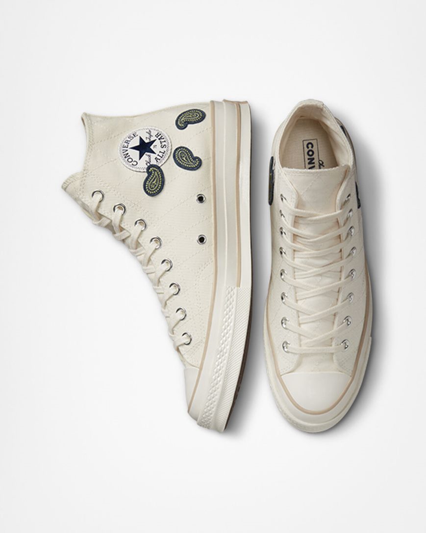 Tenisky Vysoke Converse Chuck 70 Crafted Patches Panske Béžové Námornícka Modrá Zelene | SK DHQOJ5